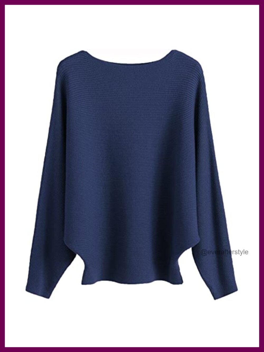 Oversized Boat Neck Batwing Knit Sweater Women Loose Pullover